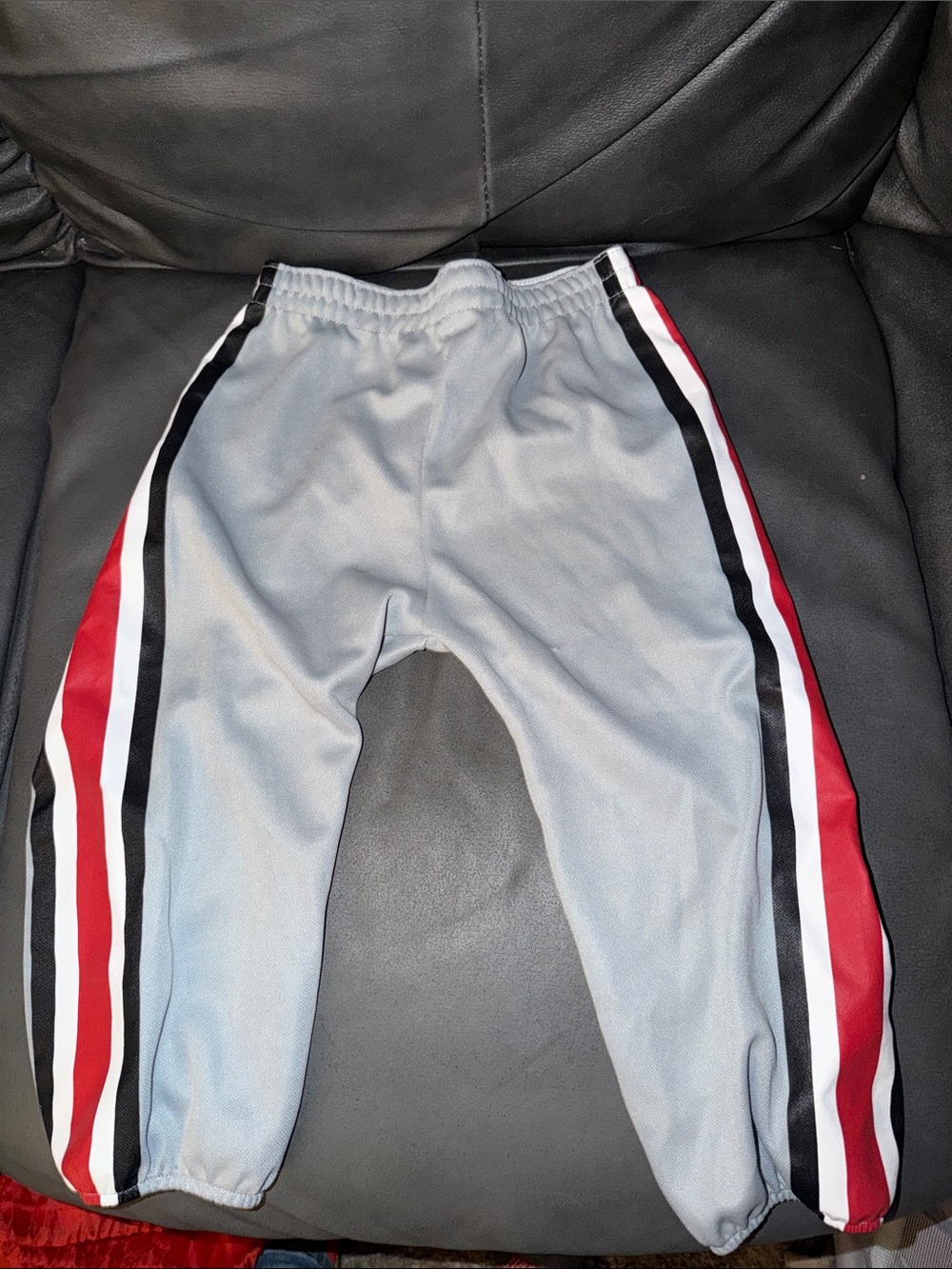Ohio state boys medium Kids Light Gray Track Pants with Red Side Stripes